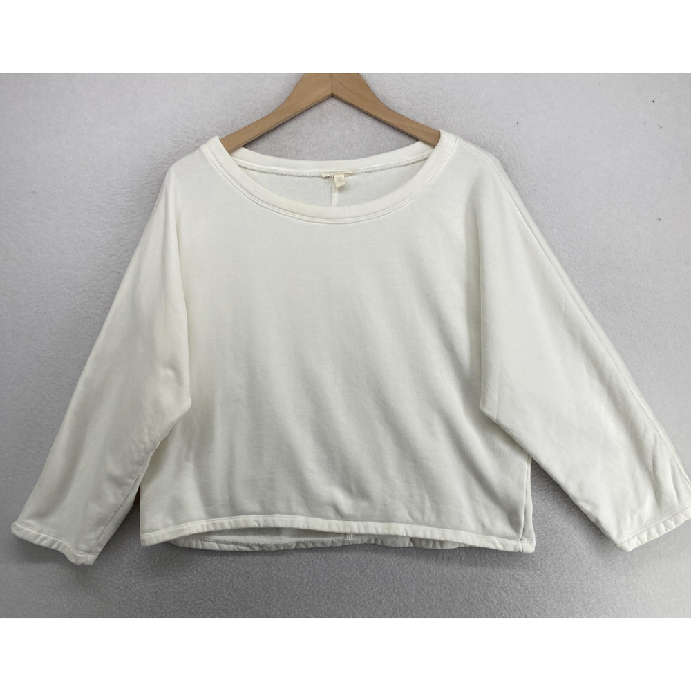 EILEEN FISHER Sweatshirt S Organic Cotton French Terry Dolman Sleeve White